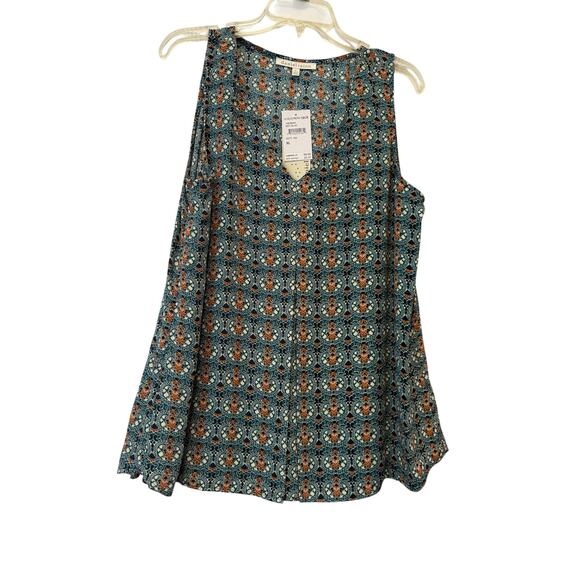 Daniel Rainn Tops - Daniel Rainn Sheer Blue Floral Blouse Sleeveless V Neck Size XL NWT MSRP $68.00